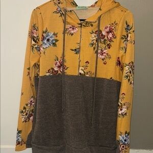 P.S. Kate Yellow Floral Hoodie- Large
